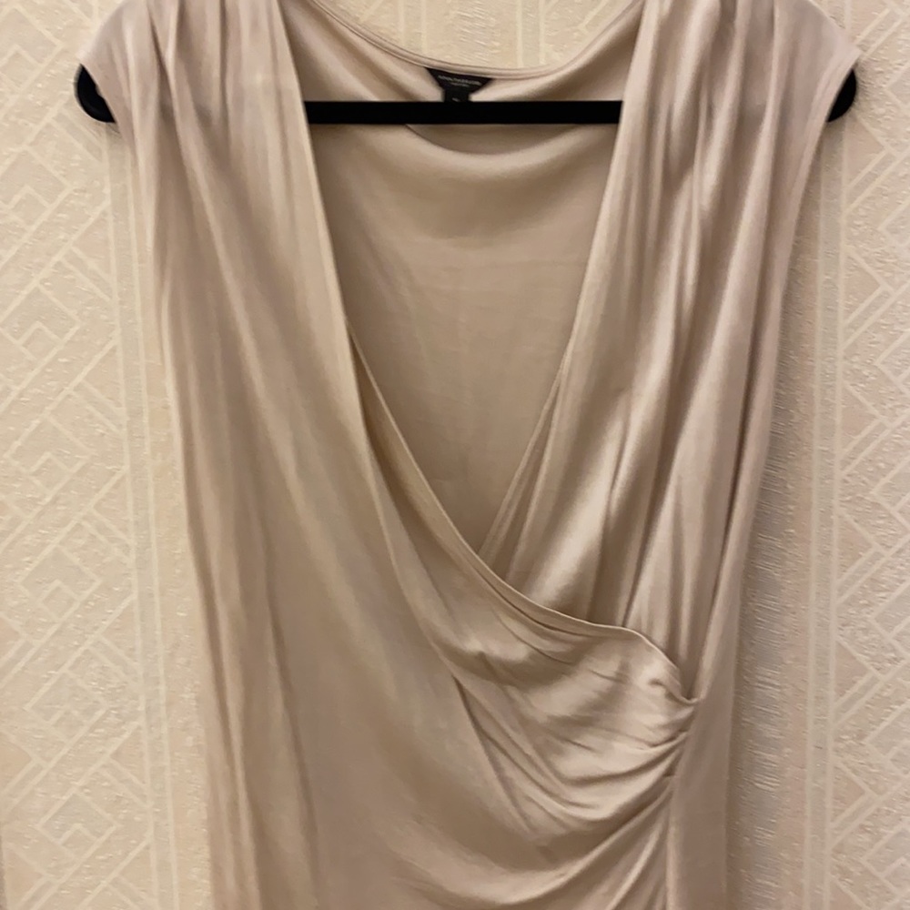 Ann Taylor beige/blush faux-wrap front top